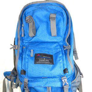 Hiking Backpack 40L Mountaintop Outdoor Adventure Traveling Blue w Rain Cover
